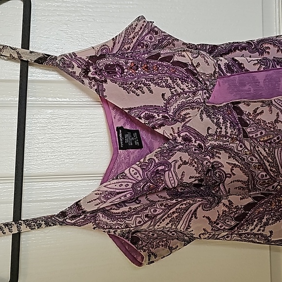 Eyeshadow Women's Chiffon Purple Sequin Paisley Babydoll Tank Size 1X - Picture 3 of 12